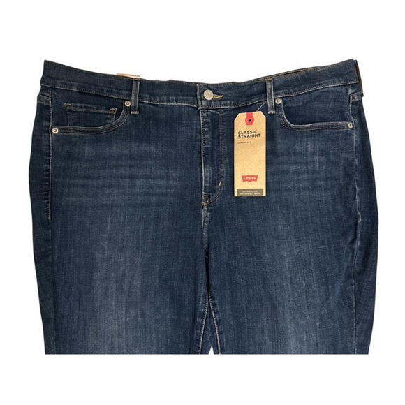 Levi's Womens 24W M Jeans Classic Straight Mid Rise Blue Sculpts Support Stretch - Picture 4 of 7